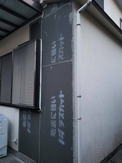 柱・土台の補強後ラスカット張り付け